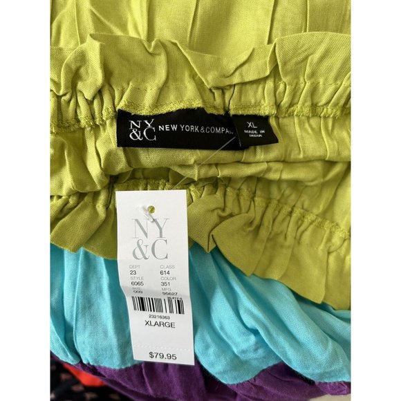 NWT New York & Company Womens Fit Flare Dress Multicolor Color Block Maxi XL - Picture 4 of 5